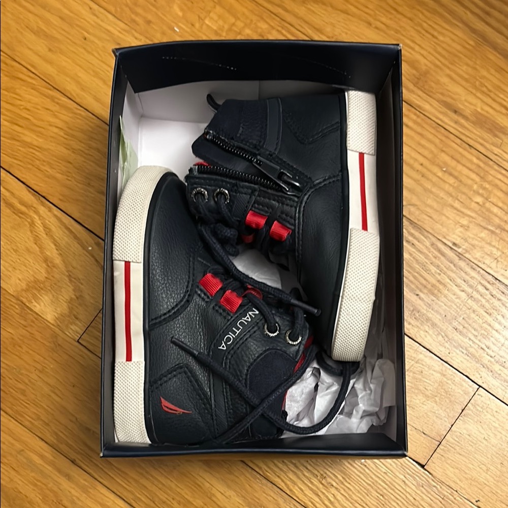 Nautica Black and Red Boots with Modern Design